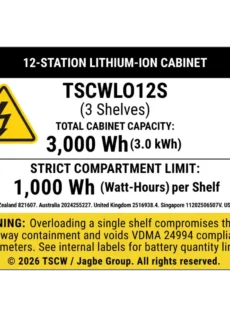 12 Station Lithium-Ion Battery Cabinet | Charging & Storage | Fire-Safe