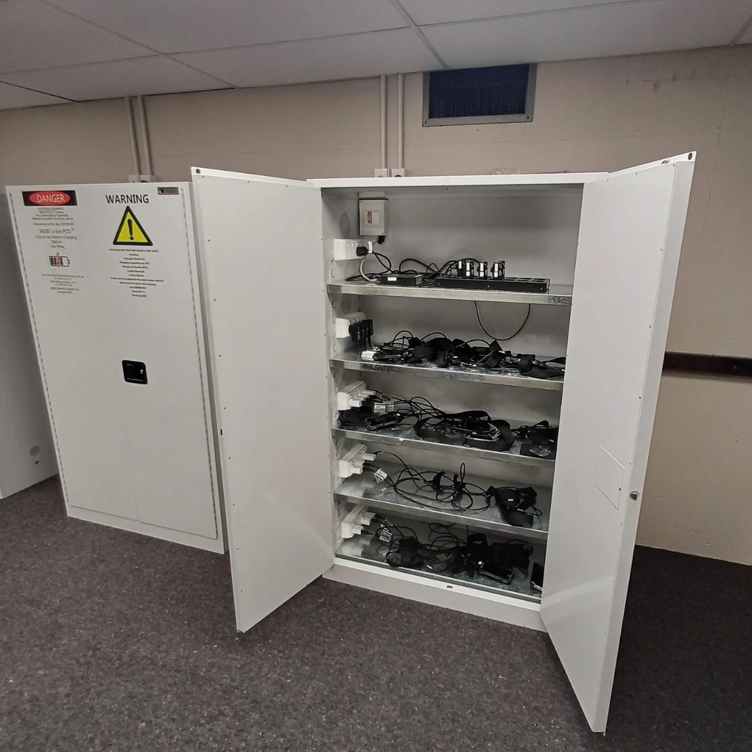 20 Station Lithium-Ion Battery Cabinet | Charging & Storage | Fire-Safe
