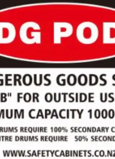1000L Dangerous Goods Storage Cabinet safety label
