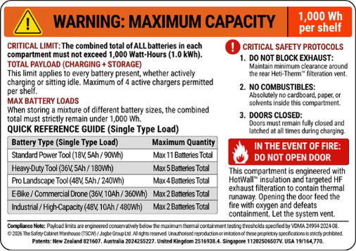 1000 Watt-Hour per shelf inner label